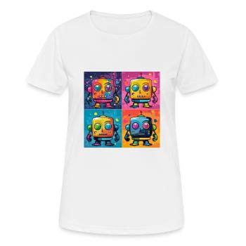 Verspielter Bot: Ein Pop-Art-Fusionsroboter. - Frauen T-Shirt atmungsaktiv - Weiß - Vorne - AI Model Female 172 dark (172cm)