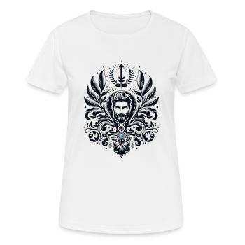 Black and White Shield Design with Blue Gem - Women's Breathable T-Shirt - white - Front - AI Model Female 172 dark (172cm)