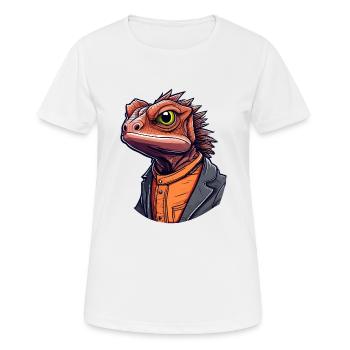 Col à volants Lézard - T-shirt respirant Femme - blanc - Devant - AI Model Female 172 dark (172cm)