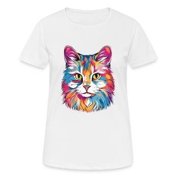 Chat - T-shirt respirant Femme - blanc - Devant - AI Model Female 172 dark (172cm)