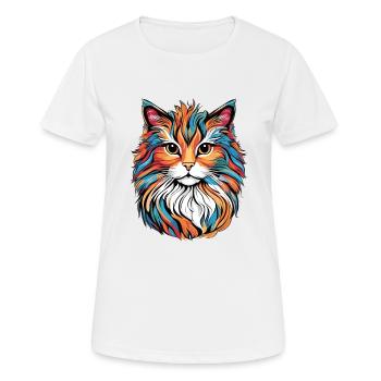Chat coloré - T-shirt respirant Femme - blanc - Devant - AI Model Female 172 dark (172cm)