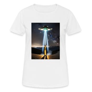 jeu de mots sur la bière d’enlèvement extraterrestre Je veux beerlieve - T-shirt respirant Femme - blanc - Devant - AI Model Female 172 dark (172cm)