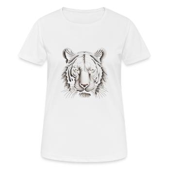 Oeuvre d’Illusion de tigre d’Op Art énigmatique - T-shirt respirant Femme - blanc - Devant - AI Model Female 172 dark (172cm)