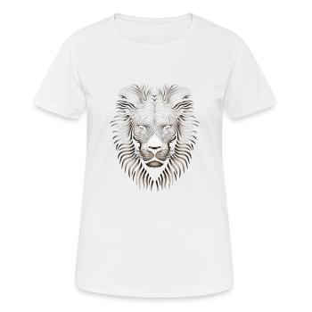 Imposante oeuvre de toile Op Art Lion - T-shirt respirant Femme - blanc - Devant - AI Model Female 172 dark (172cm)