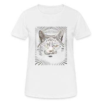Abstrait Op Art chat toile - moderne félin Eleganc - T-shirt respirant Femme - blanc - Devant - AI Model Female 172 dark (172cm)
