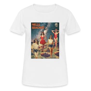 Hello Beaches Retro Poster - Women's Breathable T-Shirt - white - Front - AI Model Female 172 dark (172cm)