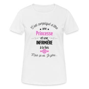 Infirmière Princesse Cadeau Anniversaire Médecine - T-shirt respirant Femme - blanc - Devant - AI Model Female 172 dark (172cm)