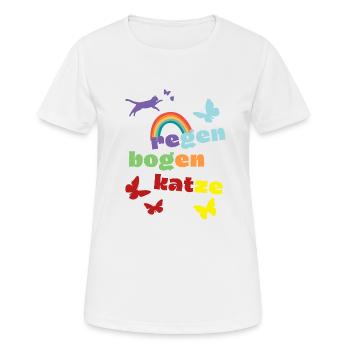 Chat arc-en-ciel - chemise de deuil - perte - T-shirt respirant Femme - blanc - Devant - AI Model Female 172 dark (172cm)
