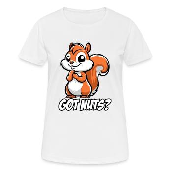 Hast du Nüsse? - Frauen T-Shirt atmungsaktiv - Weiß - Vorne - AI Model Female 172 dark (172cm)