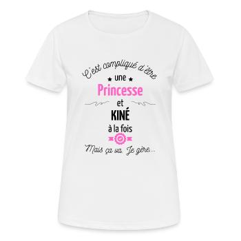 Pas facile d'être princesse et kiné - T-shirt respirant Femme - blanc - Devant - AI Model Female 172 dark (172cm)