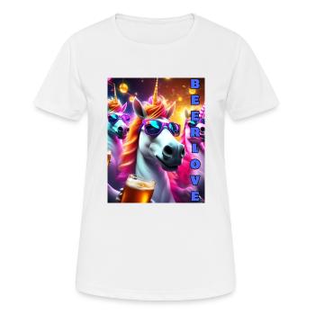 Beerlove - Frauen T-Shirt atmungsaktiv - Weiß - Vorne - AI Model Female 172 dark (172cm)