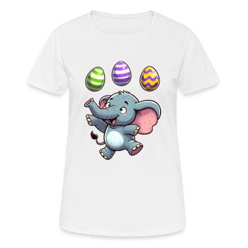 Elefant & Erpel Osterjonglage, Artisten Duo - Frauen T-Shirt atmungsaktiv - Weiß - Vorne - AI Model Female 172 dark (172cm)