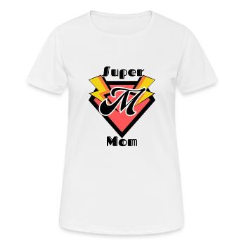 Super Mom - pink badge with lightning bolts - Women's Breathable T-Shirt - white - Front - AI Model Female 172 dark (172cm)