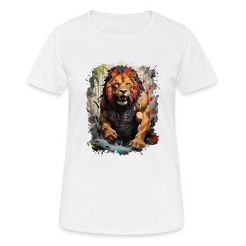 Majesté rayonnante : l’artiste lion de la forêt - T-shirt respirant Femme - blanc - Devant - AI Model Female 172 dark (172cm)