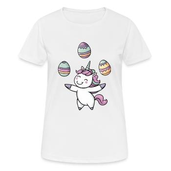Osterei-Jongleur Einhorn - Frauen T-Shirt atmungsaktiv - Weiß - Vorne - AI Model Female 172 dark (172cm)