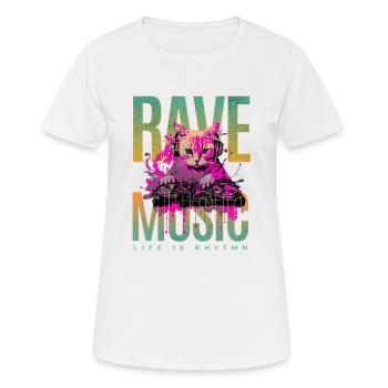 Rave music dj cat - T-shirt respirant Femme - blanc - Devant - AI Model Female 172 dark (172cm)