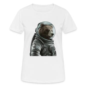 Nachdenklicher Braunbär Astronaut - Frauen T-Shirt atmungsaktiv - Weiß - Vorne - AI Model Female 172 dark (172cm)