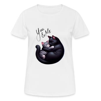 You and me black and grey cat grey version - Women's Breathable T-Shirt - white - Front - AI Model Female 172 dark (172cm)