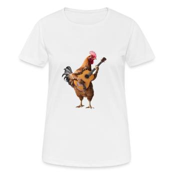 Rooster Hen Gitarre - Frauen T-Shirt atmungsaktiv - Weiß - Vorne - AI Model Female 172 dark (172cm)