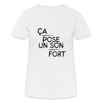 Ça pose un son fort motif Noir - T-shirt respirant Femme - blanc - Devant - AI Model Female 172 dark (172cm)
