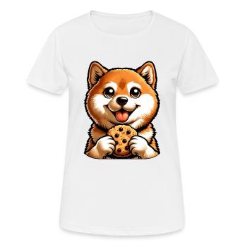Süßer Shiba Inu Hund mit Keks Nachtisch - Frauen T-Shirt atmungsaktiv - Weiß - Vorne - AI Model Female 172 dark (172cm)