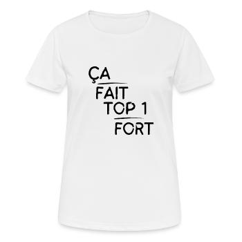 Ça top 1 fort motif Noir - T-shirt respirant Femme - blanc - Devant - AI Model Female 172 dark (172cm)