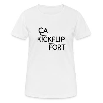 Ça kickflip fort motif Noir - T-shirt respirant Femme - blanc - Devant - AI Model Female 172 dark (172cm)