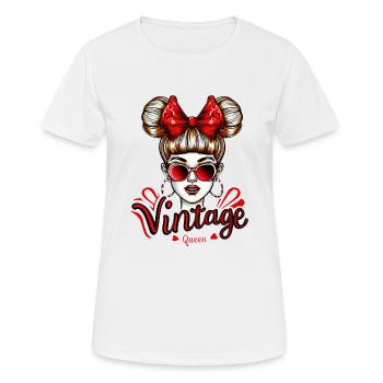 Vintage Queen Retro Face Design - Frauen T-Shirt atmungsaktiv - Weiß - Vorne - AI Model Female 172 dark (172cm)