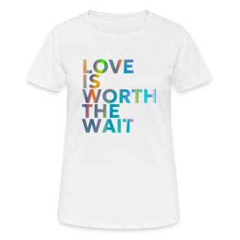 L’AMOUR VAUT LA PEINE D’ATTENDRE - T-shirt respirant Femme - blanc - Devant - AI Model Female 172 dark (172cm)