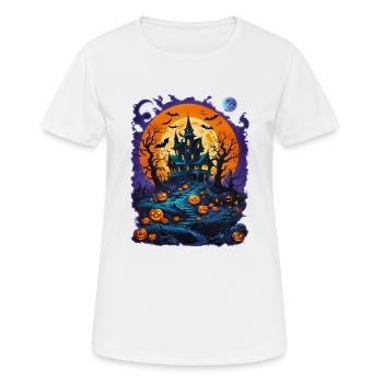 Hexenhaus mit Fledermäusen - Frauen T-Shirt atmungsaktiv - Weiß - Vorne - AI Model Female 172 dark (172cm)