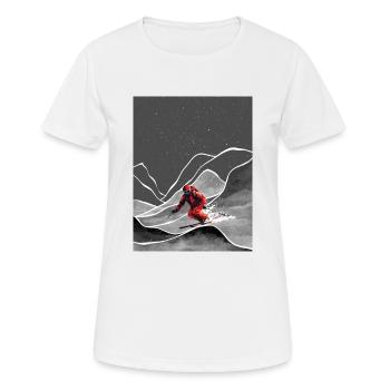 Skifahren in den Schneebergen Snowy Mountain Ski - Frauen T-Shirt atmungsaktiv - Weiß - Vorne - AI Model Female 172 dark (172cm)