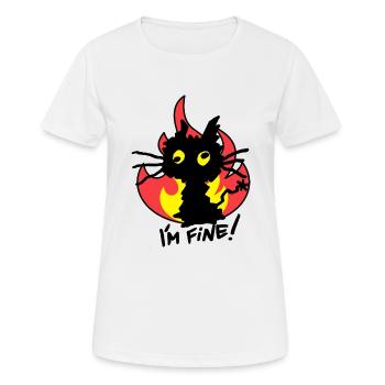 Burning Cat Je suis Fine Humour - T-shirt respirant Femme - blanc - Devant - AI Model Female 172 dark (172cm)
