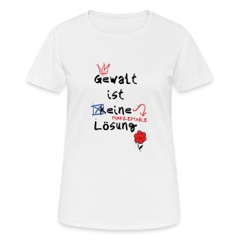 ,,Gewalt ist (k)eine Lösung" Tagesimpuls - Frauen T-Shirt atmungsaktiv - Weiß - Vorne - AI Model Female 172 dark (172cm)