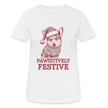 Corgi Pawsityvely Festive - Women's Breathable T-Shirt - white - Front - AI Model Female 172 dark (172cm)