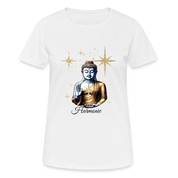 Harmonie - Frauen T-Shirt atmungsaktiv - Weiß - Vorne - AI Model Female 172 dark (172cm)