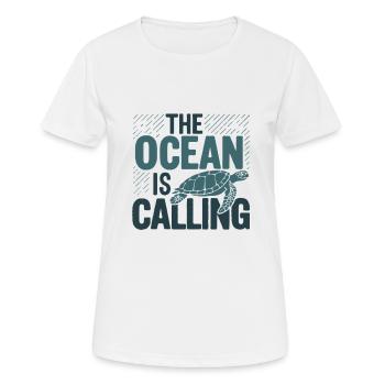 The Ocean Is Calling | Meeresliebhaber - Frauen T-Shirt atmungsaktiv - Weiß - Vorne - AI Model Female 172 dark (172cm)