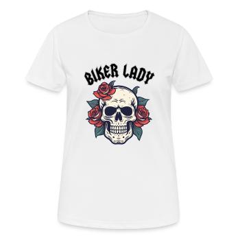 BIKER LADY WITH ROSE - Women's Breathable T-Shirt - white - Front - AI Model Female 172 dark (172cm)