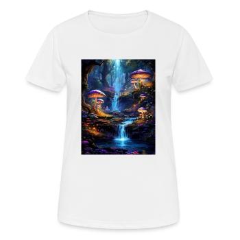 Magischer Wald mit Wasserfall - Frauen T-Shirt atmungsaktiv - Weiß - Vorne - AI Model Female 172 dark (172cm)