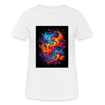 Tourbillon abstrait de couleurs - T-shirt respirant Femme - blanc - Devant - AI Model Female 172 dark (172cm)