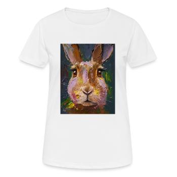 Lièvre peinture peinture huile cadeau - T-shirt respirant Femme - blanc - Devant - AI Model Female 172 dark (172cm)