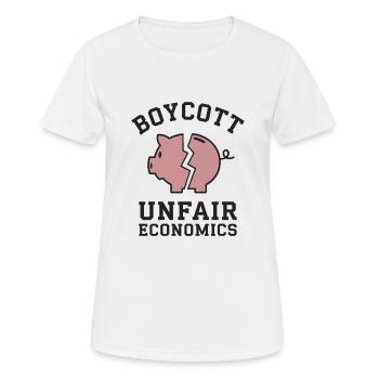 Boycott de l’économie déloyale – Déclaration de protestation - T-shirt respirant Femme - blanc - Devant - AI Model Female 172 dark (172cm)