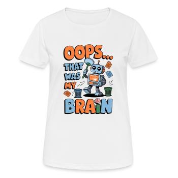 Lustiger Roboter Gehirn Fehler Retro Cartoon Design - Frauen T-Shirt atmungsaktiv - Weiß - Vorne - AI Model Female 172 dark (172cm)