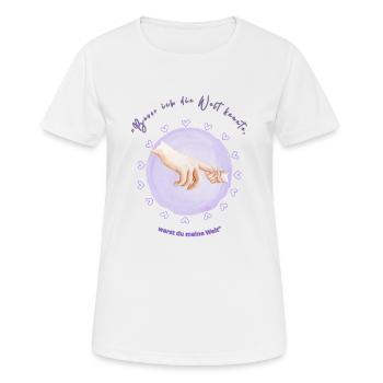 "Mom - my heart's hero for life." - Women's Breathable T-Shirt - white - Front - AI Model Female 172 dark (172cm)