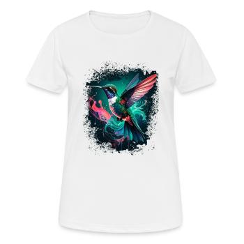 colibri, oiseau, illustration, coloré, graffiti - T-shirt respirant Femme - blanc - Devant - AI Model Female 172 dark (172cm)