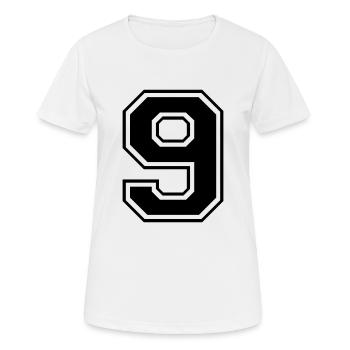 9, Neun, Nummer, Zahl - Frauen T-Shirt atmungsaktiv - Weiß - Vorne - AI Model Female 172 dark (172cm)