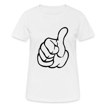Daumen hoch - Frauen T-Shirt atmungsaktiv - Weiß - Vorne - AI Model Female 172 dark (172cm)