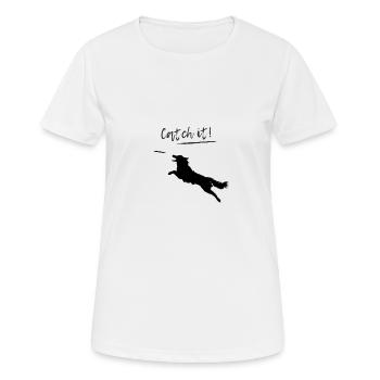 Catch it! Disc dog design - Women's Breathable T-Shirt - white - Front - AI Model Female 172 dark (172cm)