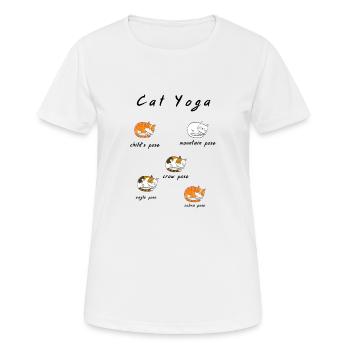 Schlafende Katzen Yoga Version Englisch - Frauen T-Shirt atmungsaktiv - Weiß - Vorne - AI Model Female 172 dark (172cm)