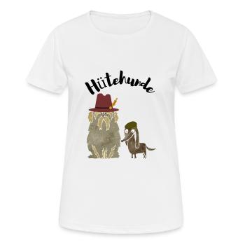 HÜTEHUNDE - Frauen T-Shirt atmungsaktiv - Weiß - Vorne - AI Model Female 172 dark (172cm)