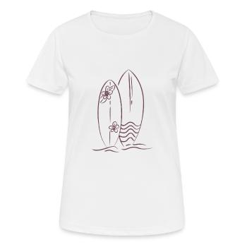 Design - Surfbrett Geschenk T-Shirt & Hoodie - Frauen T-Shirt atmungsaktiv - Weiß - Vorne - AI Model Female 172 dark (172cm)